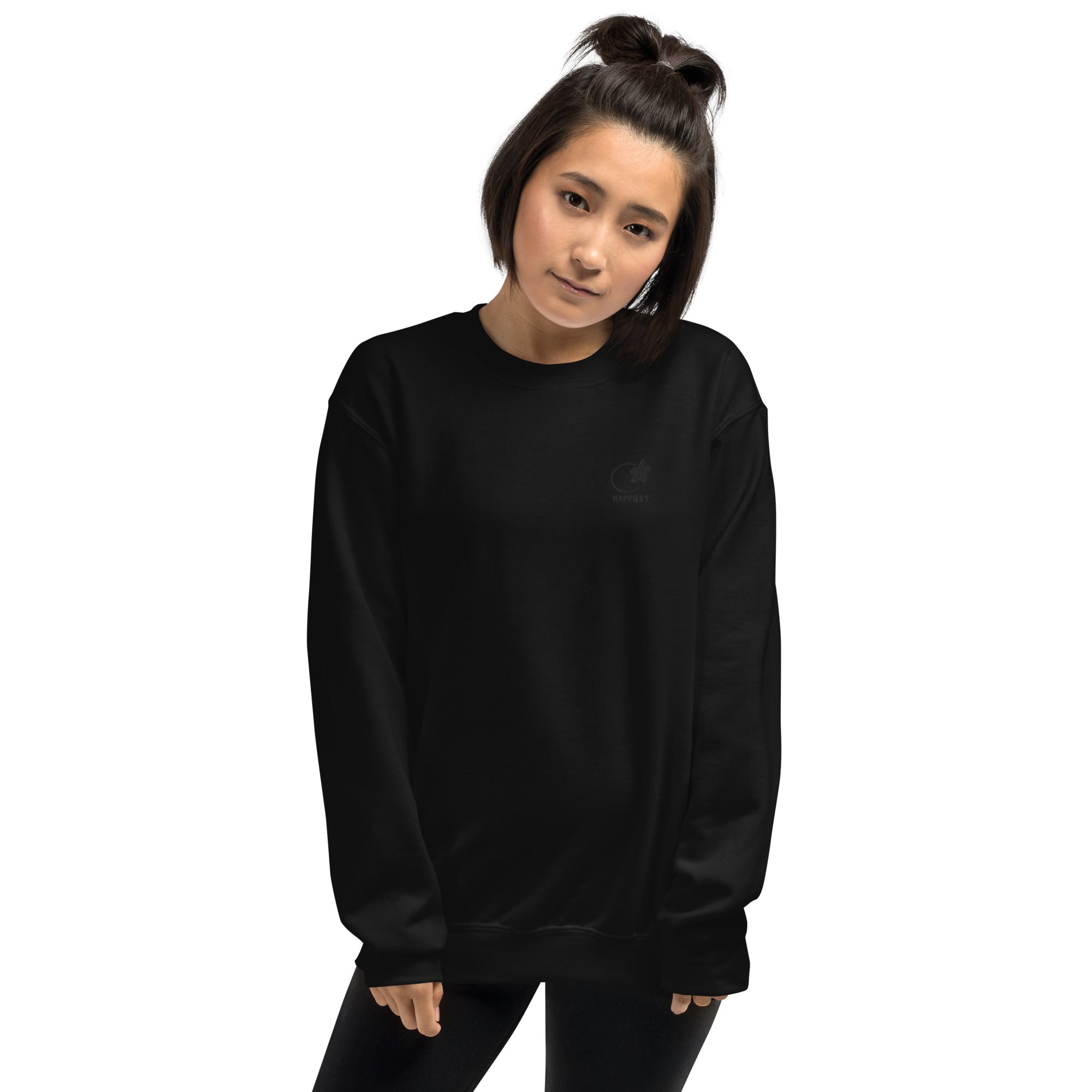 Black on Black Happiest Unisex Sweatshirt