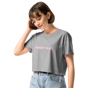 Pink Cowboy Crazy Printed Women’s crop top