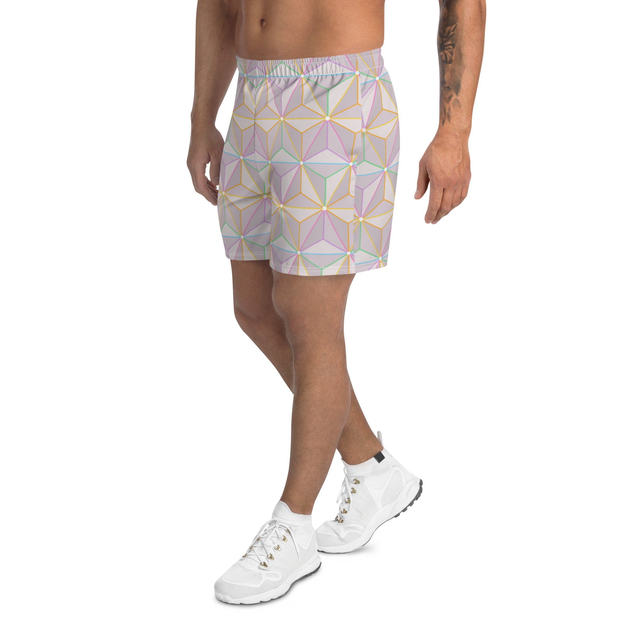 Rainbow Spaceship Men's Recycled Athletic Shorts